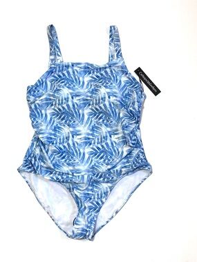 NWT Catherine Malandrino Swimsuit 1-piece Blue White 2X